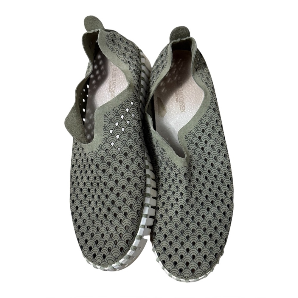 ILSE JACOBSEN Tulip 139 Green Olive Slip On Shoes Women's EU 41 US 10.5 Cut-out